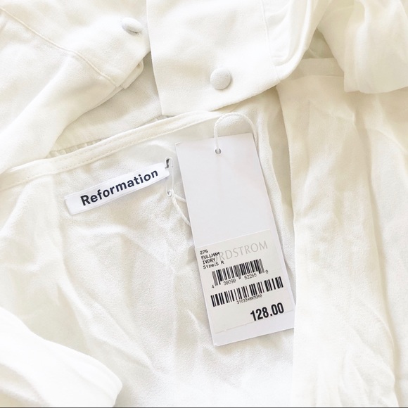 Reformation Fulham Long Sleeve Buttoned Ivory Top - Picture 7 of 7